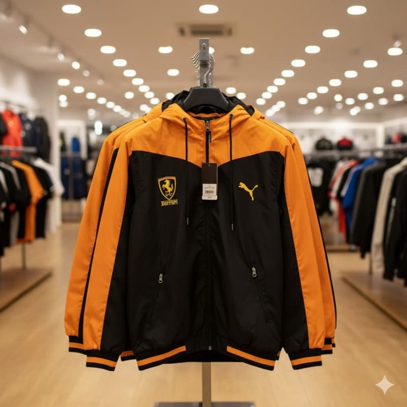 کاپشن مشکی زرد مردانه مدل Ferrari