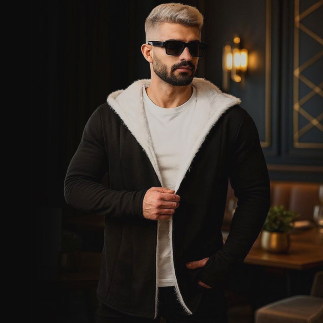 شنل خز سفید مردانه مدل venit